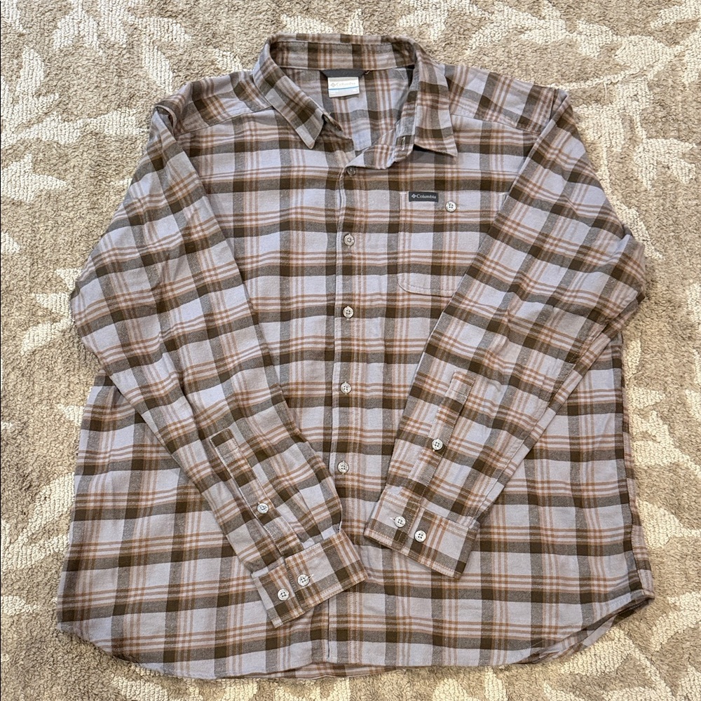 Columbia Men's Flannel Casual Brown Checkered Shirt